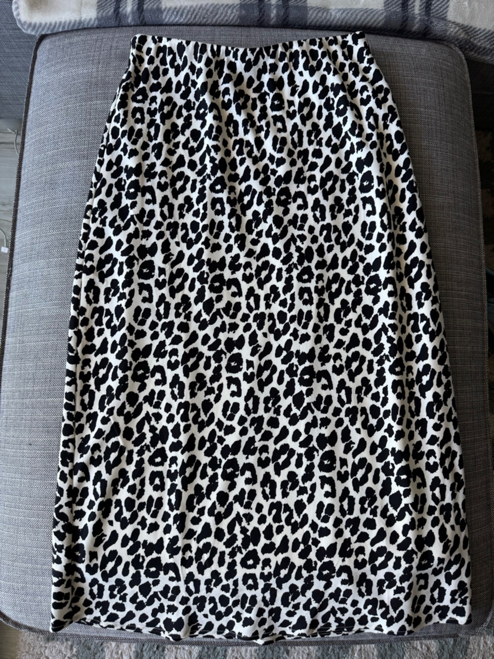 a new day Black and White Leopard Print Midi Skirt